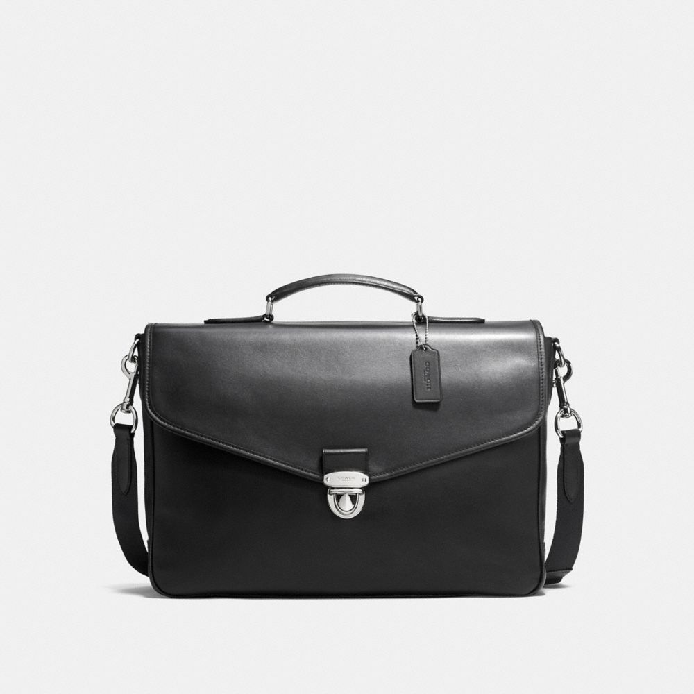 COACH F72070 Perry Flap Brief In Refined Calf Leather BLACK