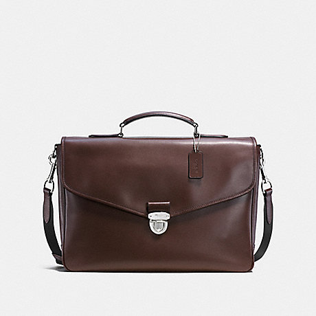 COACH PERRY FLAP BRIEF IN REFINED CALF LEATHER - MAHOGANY - f72070
