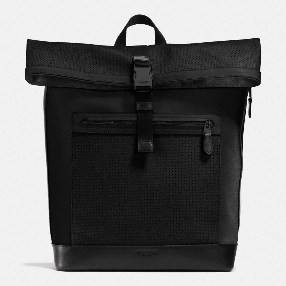 GETAWAY PACK IN PERFORATED LEATHER - f72077 - BLACK