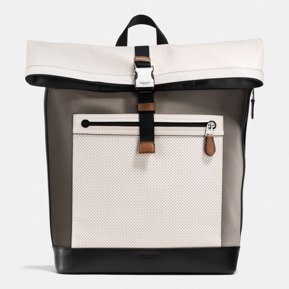 GETAWAY PACK IN PERFORATED LEATHER - f72077 - CHALK