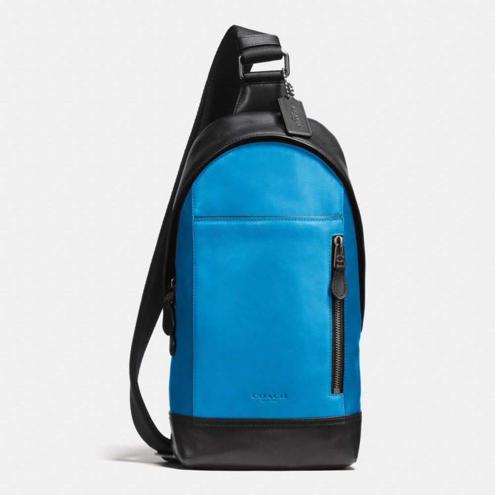 MANHATTAN SLING PACK IN SPORT CALF LEATHER - BLACK ANTIQUE NICKEL/AZURE/MIDNIGHT - COACH F72096