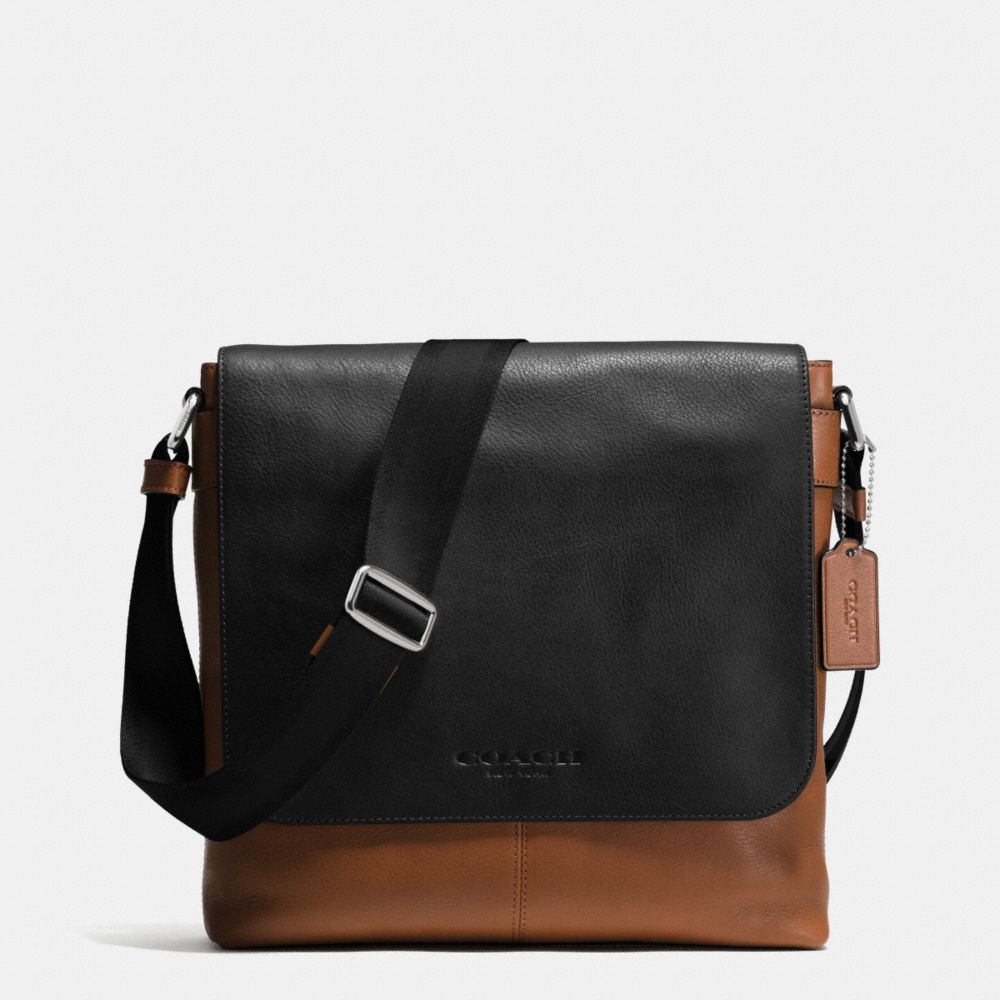 COACH F72108 Sullivan Small Messenger In Sport Calf Leather BLACK/SADDLE