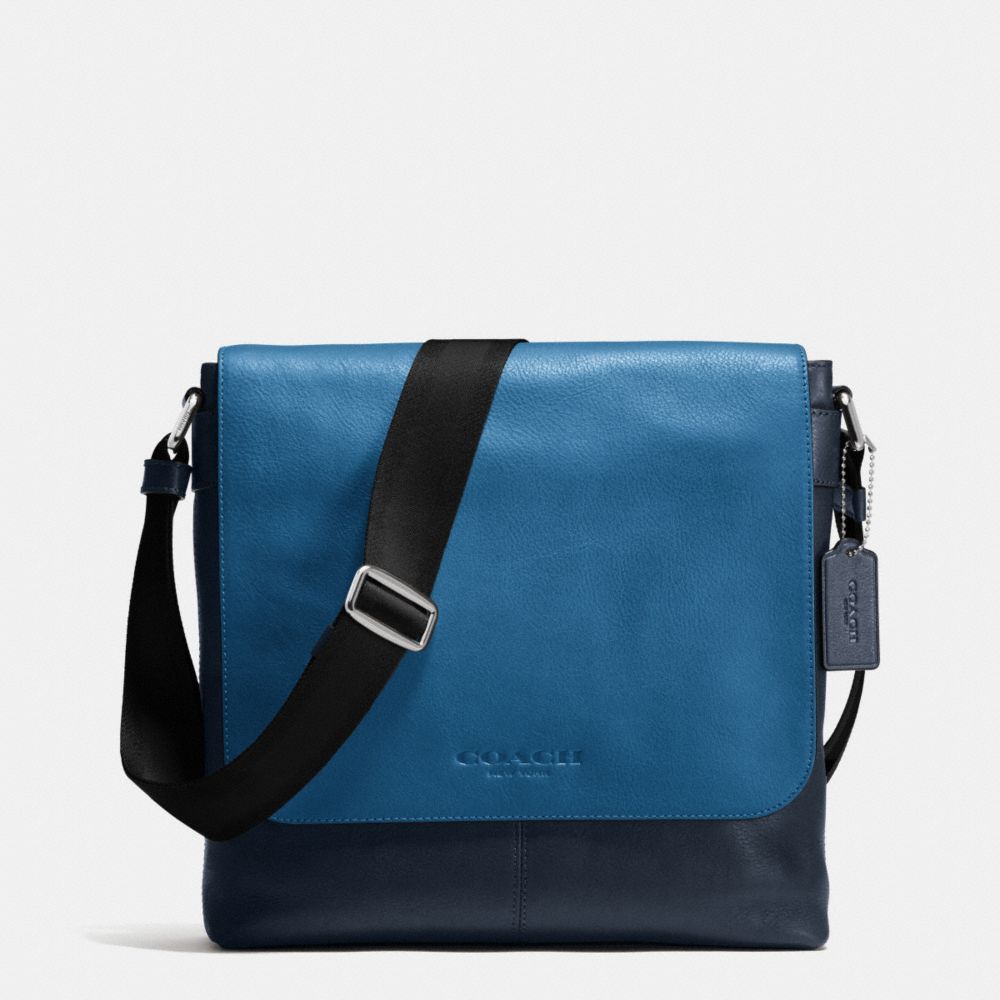 SULLIVAN SMALL MESSENGER IN SPORT CALF LEATHER - f72108 - MIDNIGHT/DENIM