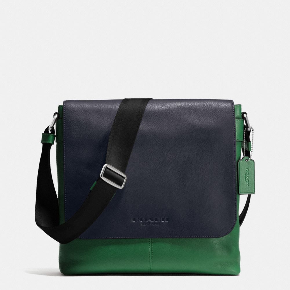 SULLIVAN SMALL MESSENGER IN SPORT CALF LEATHER - GRASS/MIDNIGHT - COACH F72108