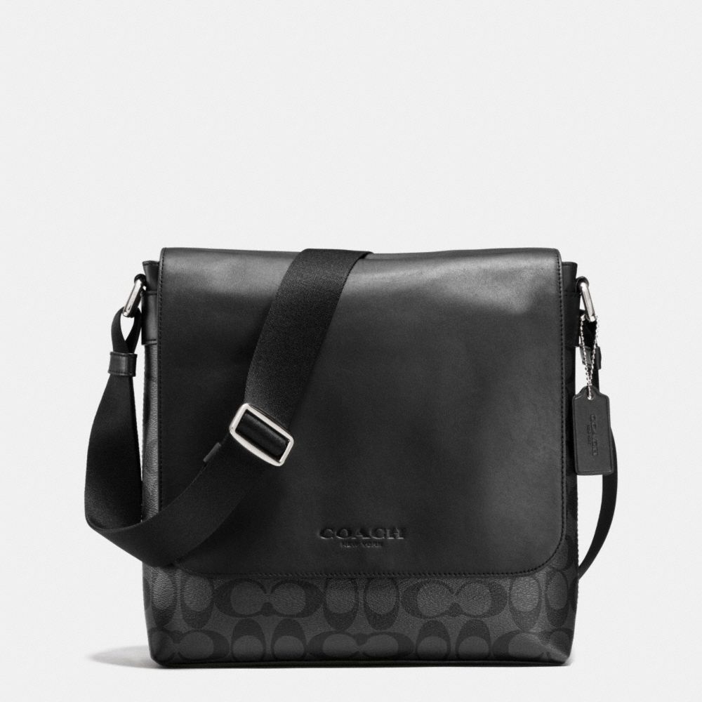 COACH SULLIVAN SMALL MESSENGER IN SIGNATURE - CHARCOAL/BLACK - F72109