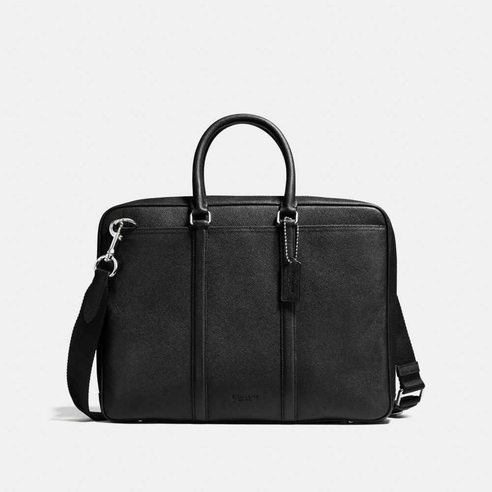 COACH METROPOLITAN SLIM BRIEF - BLACK/SILVER - F72113