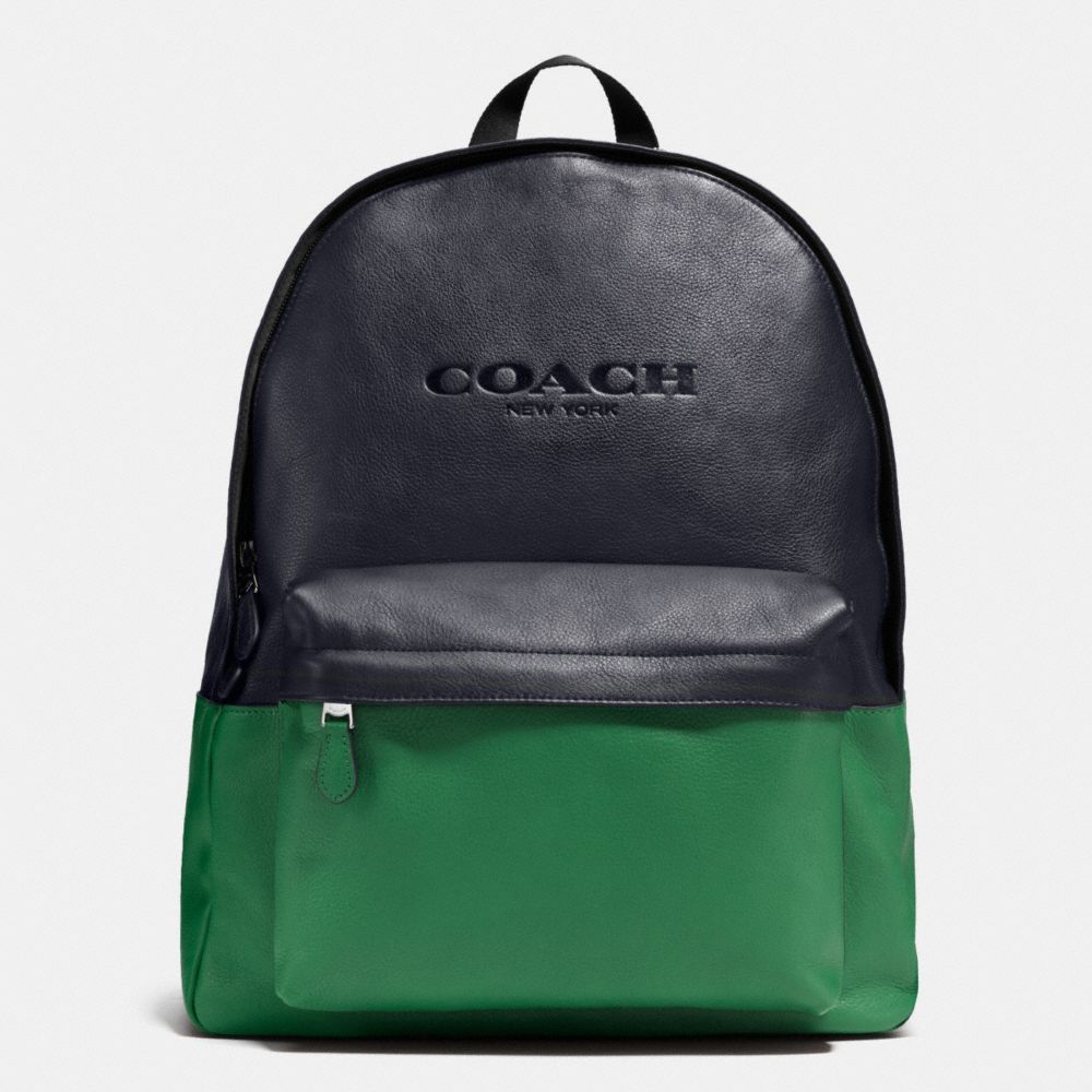 COACH f72159 CAMPUS PACK IN COLORBLOCK LEATHER GRASS/MIDNIGHT