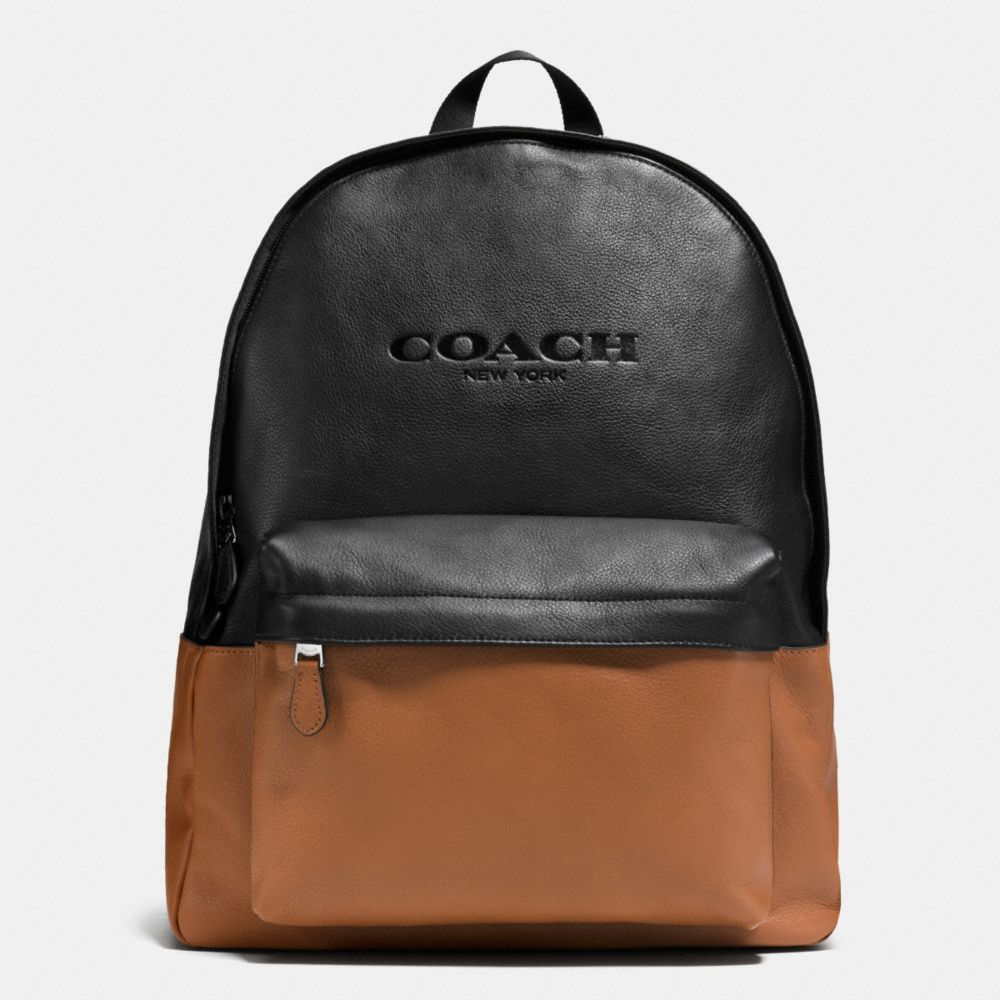 CAMPUS PACK IN COLORBLOCK LEATHER - f72159 - SADDLE/BLACK