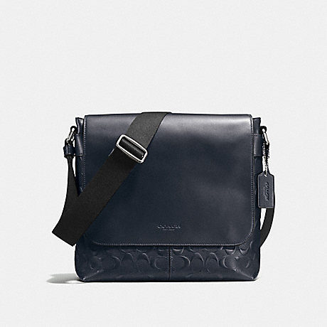 COACH F72220 CHARLES SMALL MESSENGER IN SIGNATURE CROSSGRAIN LEATHER MIDNIGHT