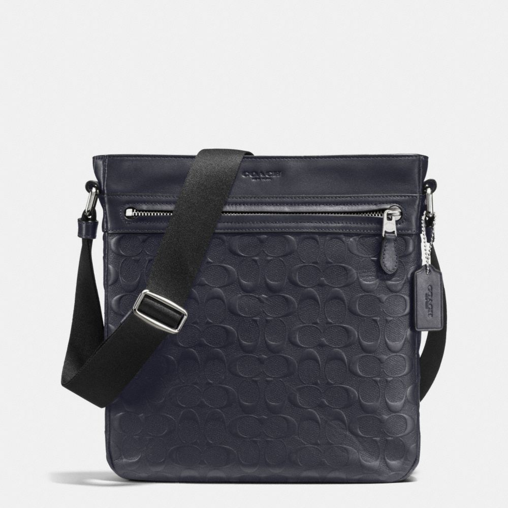 COACH CHARLES TECH CROSSBODY IN SIGNATURE CROSSGRAIN LEATHER - MIDNIGHT - F72221