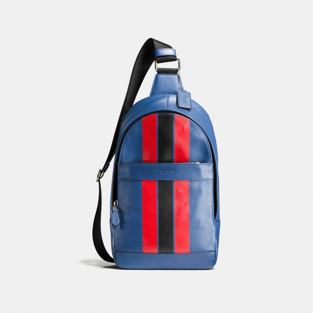 CHARLES PACK IN VARSITY LEATHER - f72226 - INDIGO/BRIGHT RED