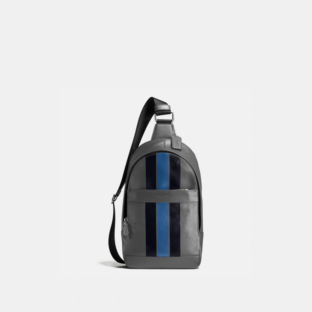 CHARLES PACK IN VARSITY LEATHER - f72226 - GRAPHITE/MIDNIGHT NAVY/DENIM