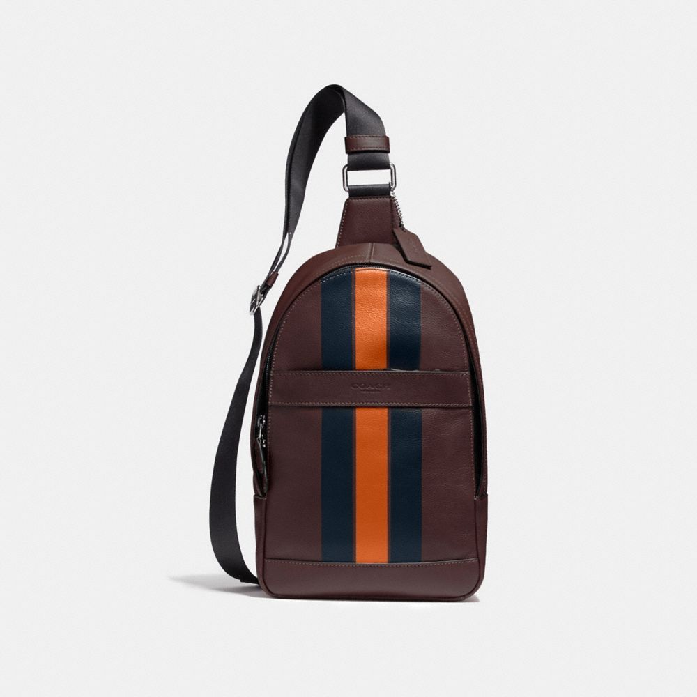 CHARLES PACK IN VARSITY LEATHER - BLACK ANTIQUE NICKEL/OXBLOOD/MIDNIGHT NAVY/CORAL - COACH F72226