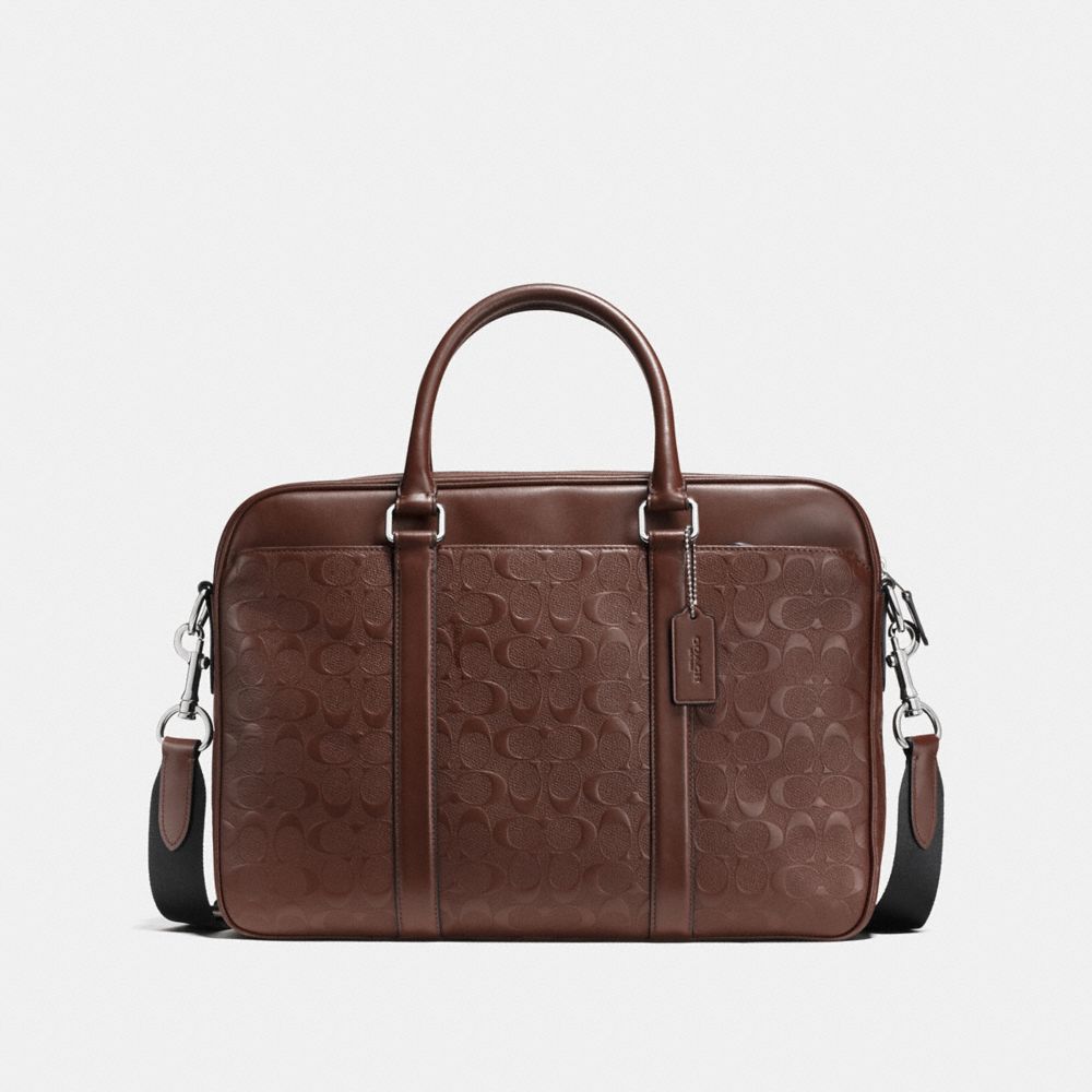 COACH F72230 Perry Slim Brief In Signature Crossgrain Leather MAHOGANY