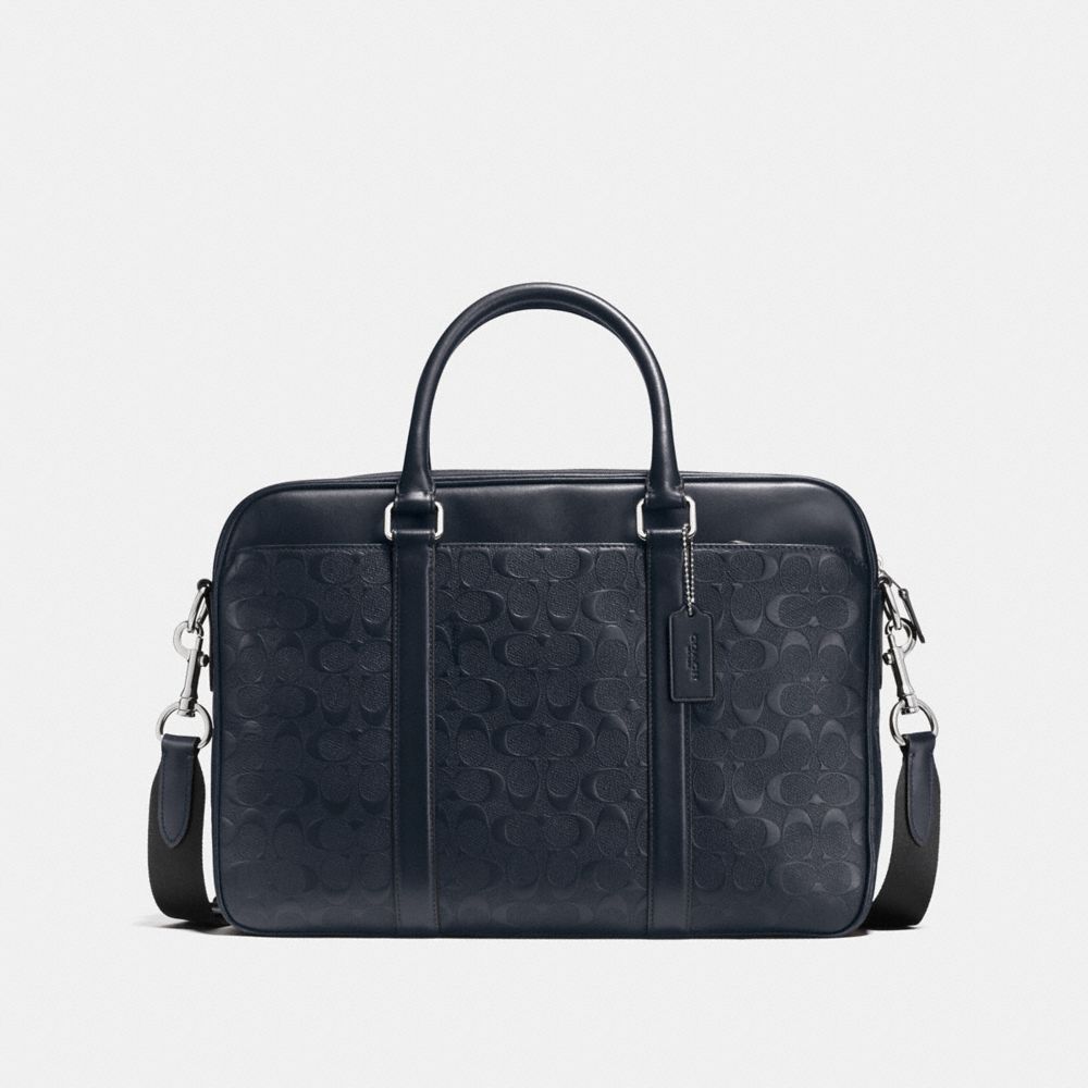 COACH F72230 Perry Slim Brief In Signature Crossgrain Leather MIDNIGHT