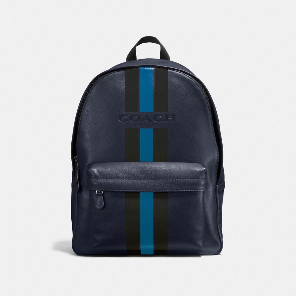 COACH F72237 Charles Backpack In Varsity Leather MIDNIGHT/DENIM