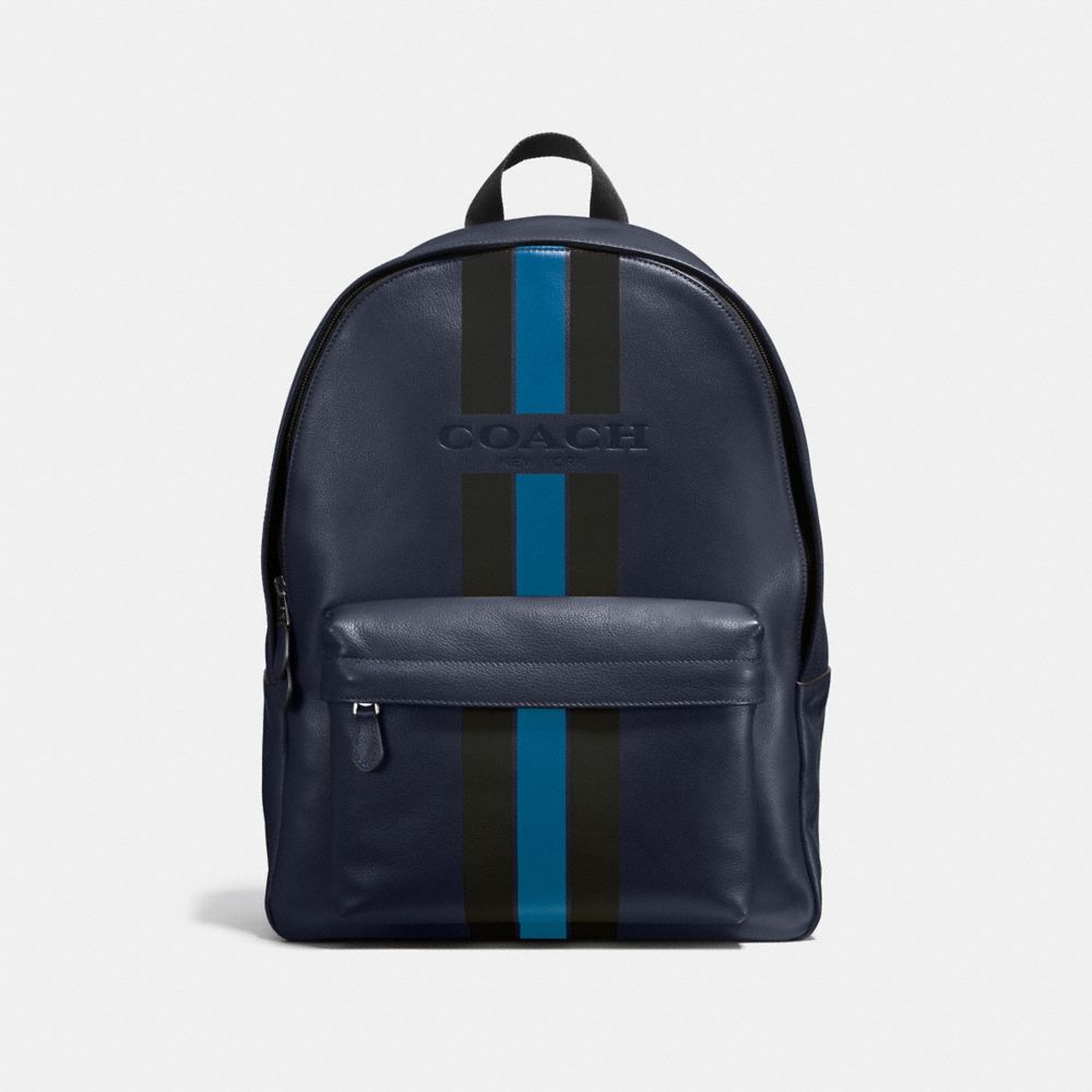 COACH f72237 CHARLES BACKPACK IN VARSITY LEATHER MIDNIGHT/DENIM