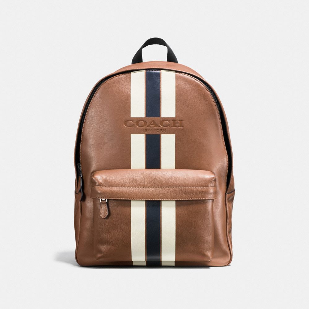 CHARLES BACKPACK IN VARSITY LEATHER - f72237 - Dark Saddle/Midnight