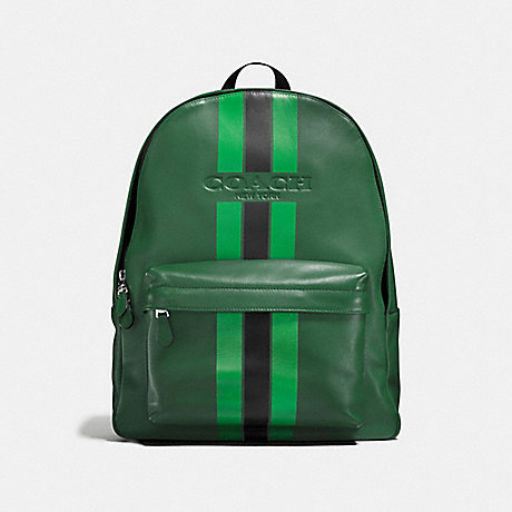 COACH CHARLES BACKPACK IN VARSITY LEATHER - PALM/PINE/BLACK - f72237