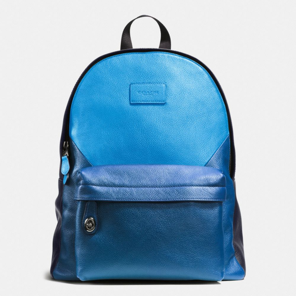 COACH F72239 - CAMPUS BACKPACK IN PATCHWORK PEBBLE LEATHER BLACK ANTIQUE NICKEL/AZURE/DENIM