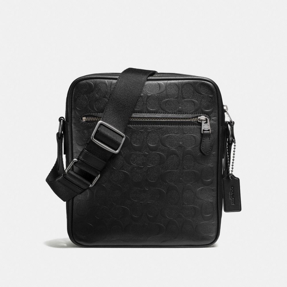 black leather flight bag