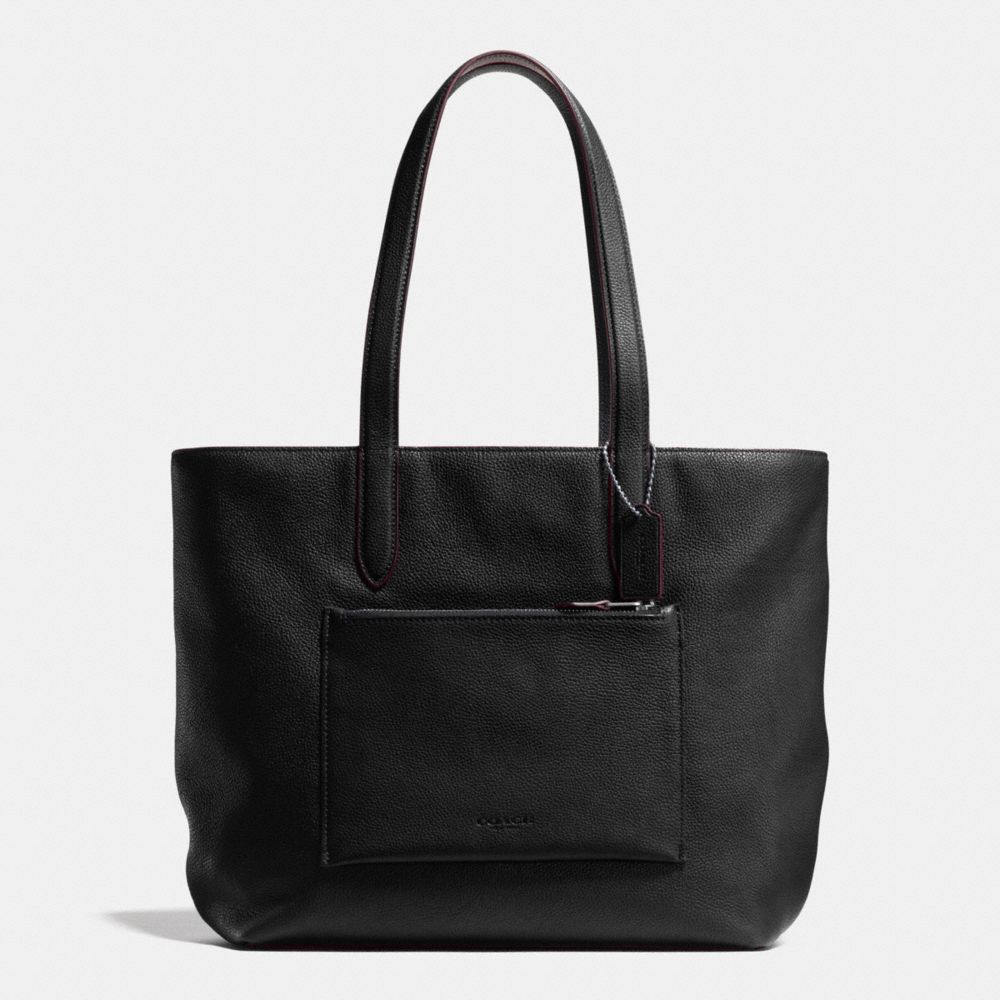 METROPOLITAN SOFT TOTE IN PEBBLE LEATHER - f72299 - ANTIQUE NICKEL/BLACK