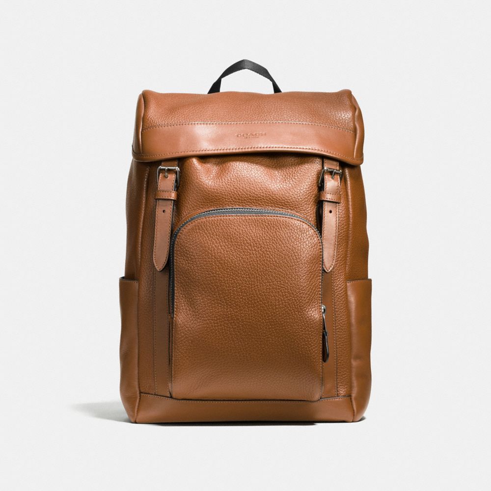 COACH HENRY BACKPACK IN PEBBLE LEATHER - DARK SADDLE - F72311