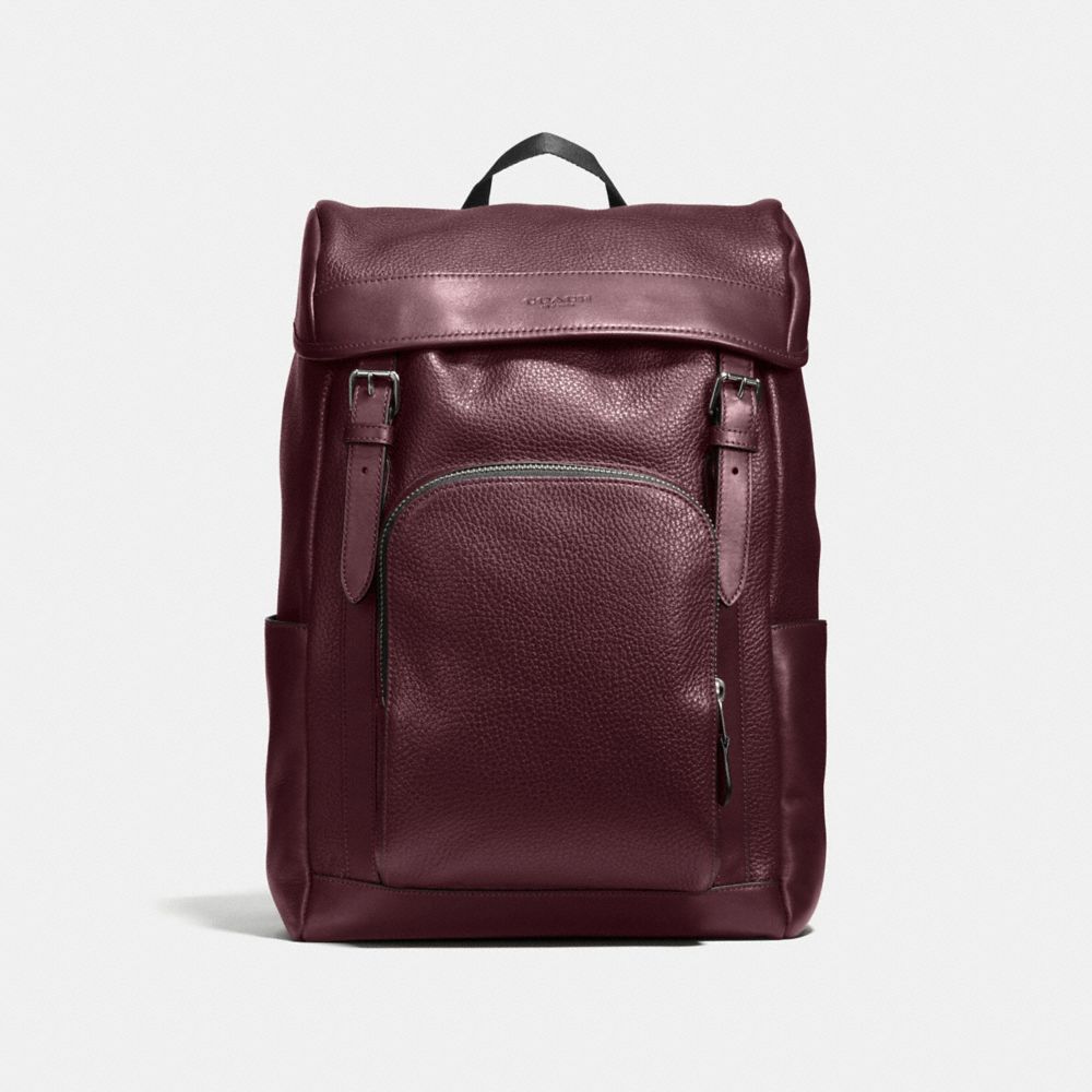 HENRY BACKPACK IN PEBBLE LEATHER - f72311 - OXBLOOD