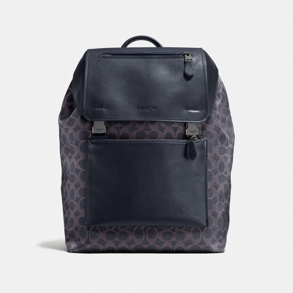 COACH MANHATTAN BACKPACK IN SIGNATURE CANVAS - DARK DENIM/MIDNIGHT/BLACK - F72312