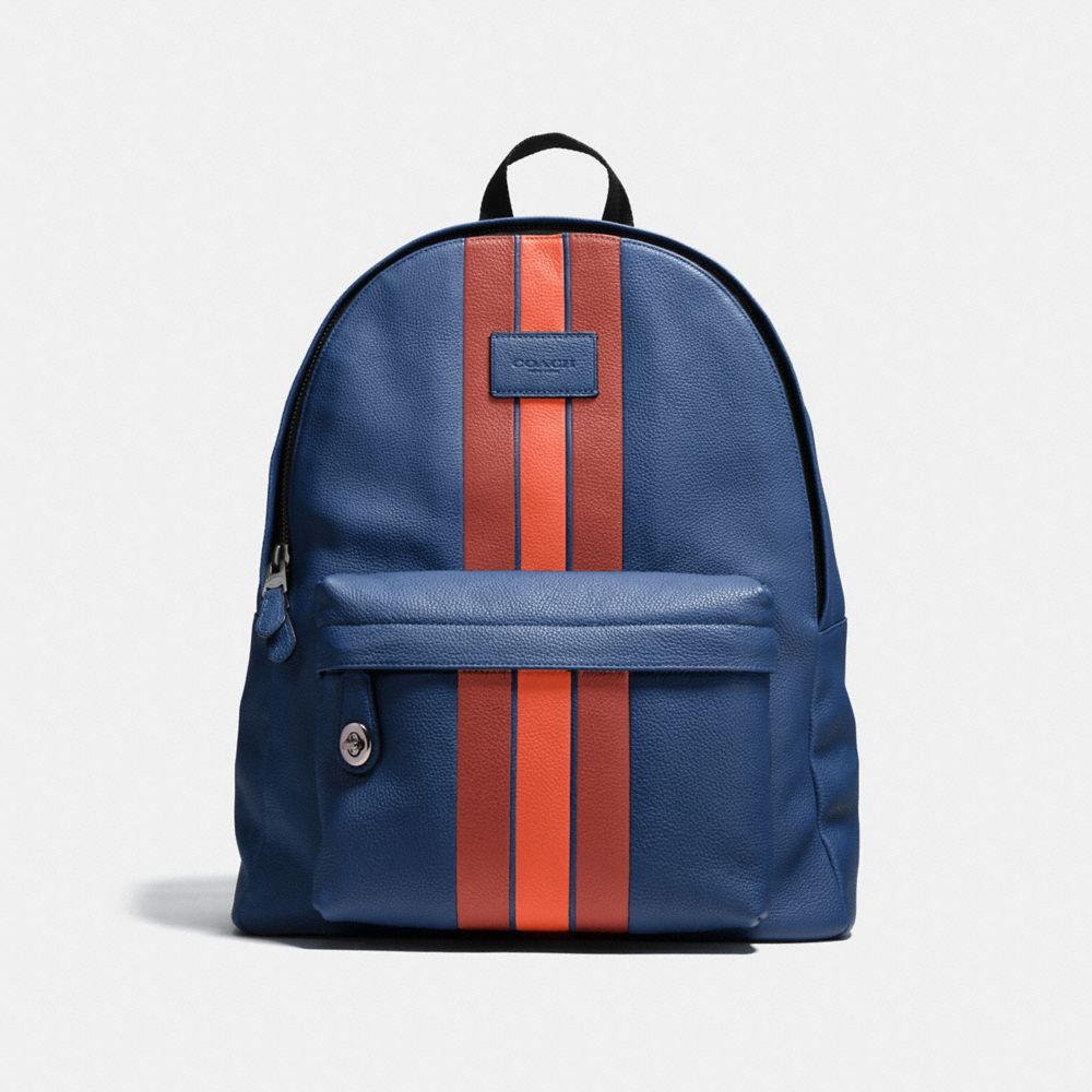COACH F72313 Campus Backpack With Varsity Stripe INDIGO/TERRACOTA/BLACK ANTIQUE NICKEL