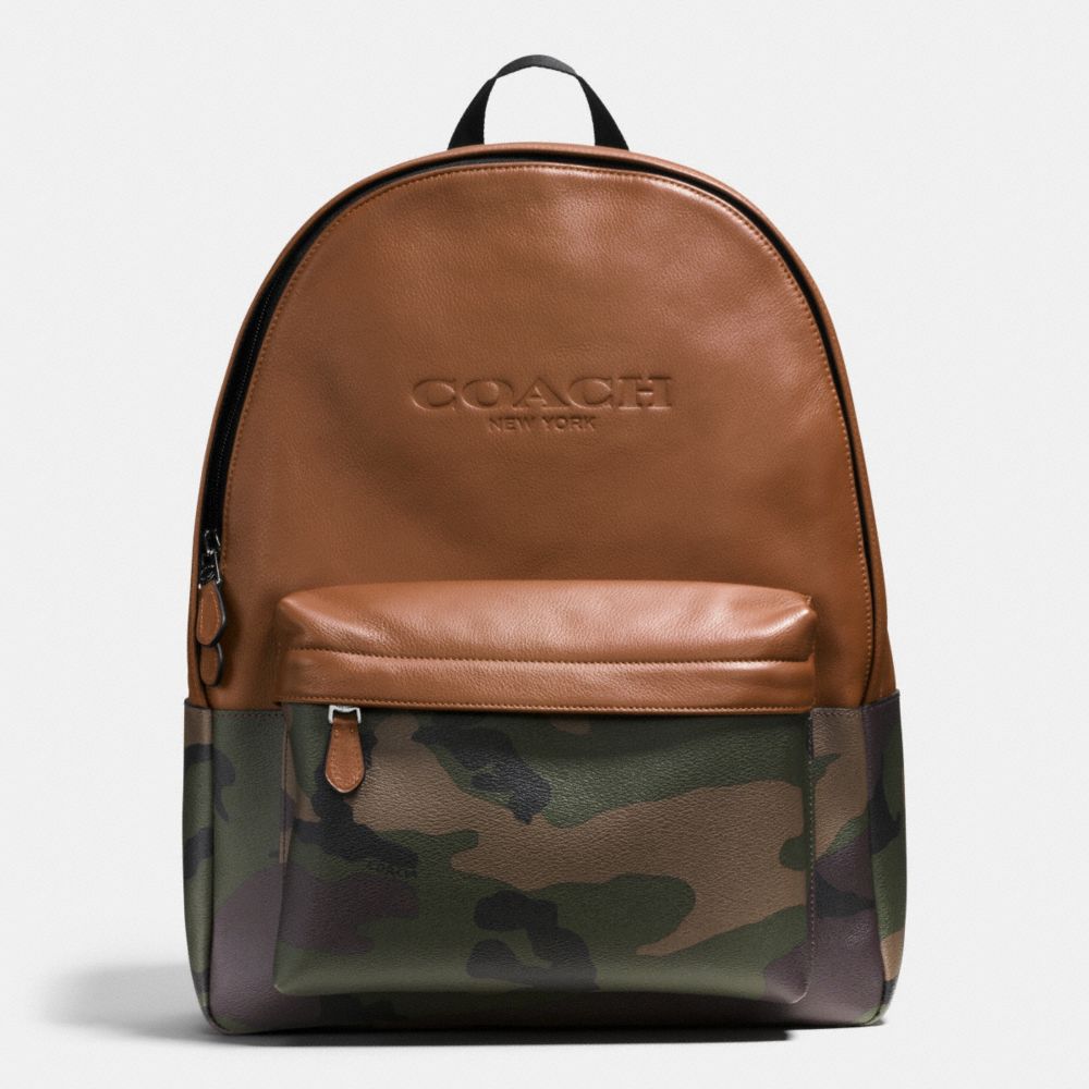 COACH f72344 CHARLES BACKPACK IN PRINTED COATED CANVAS GREEN CAMO