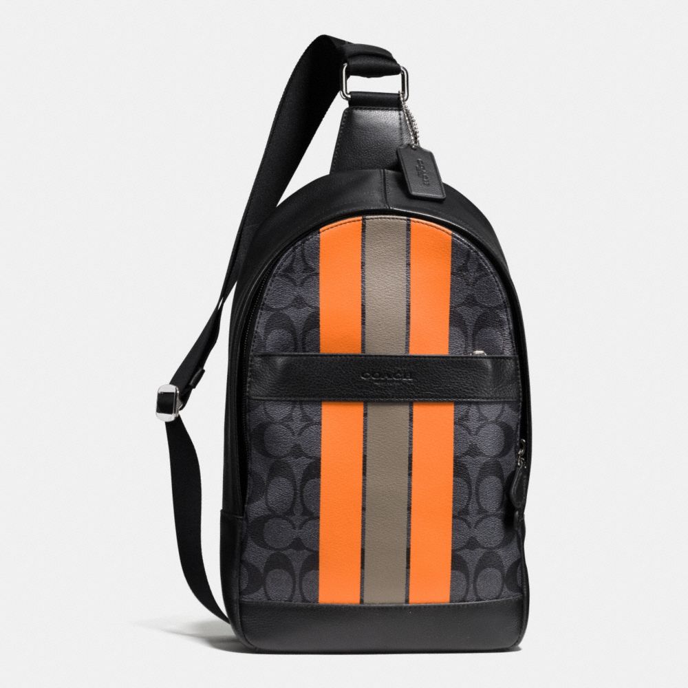 COACH CHARLES PACK IN VARSITY SIGNATURE - CHARCOAL/ORANGE - f72353