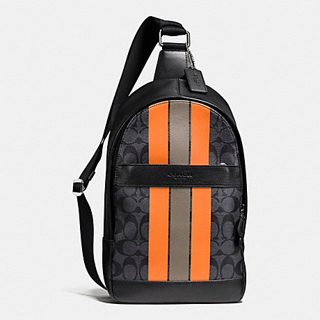 COACH F72353 CHARLES PACK IN VARSITY SIGNATURE CHARCOAL/ORANGE