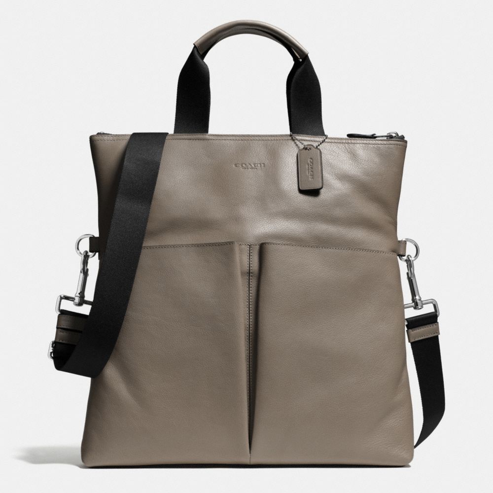 CHARLES FOLDOVER TOTE IN SPORT CALF LEATHER - FOG - COACH F72355