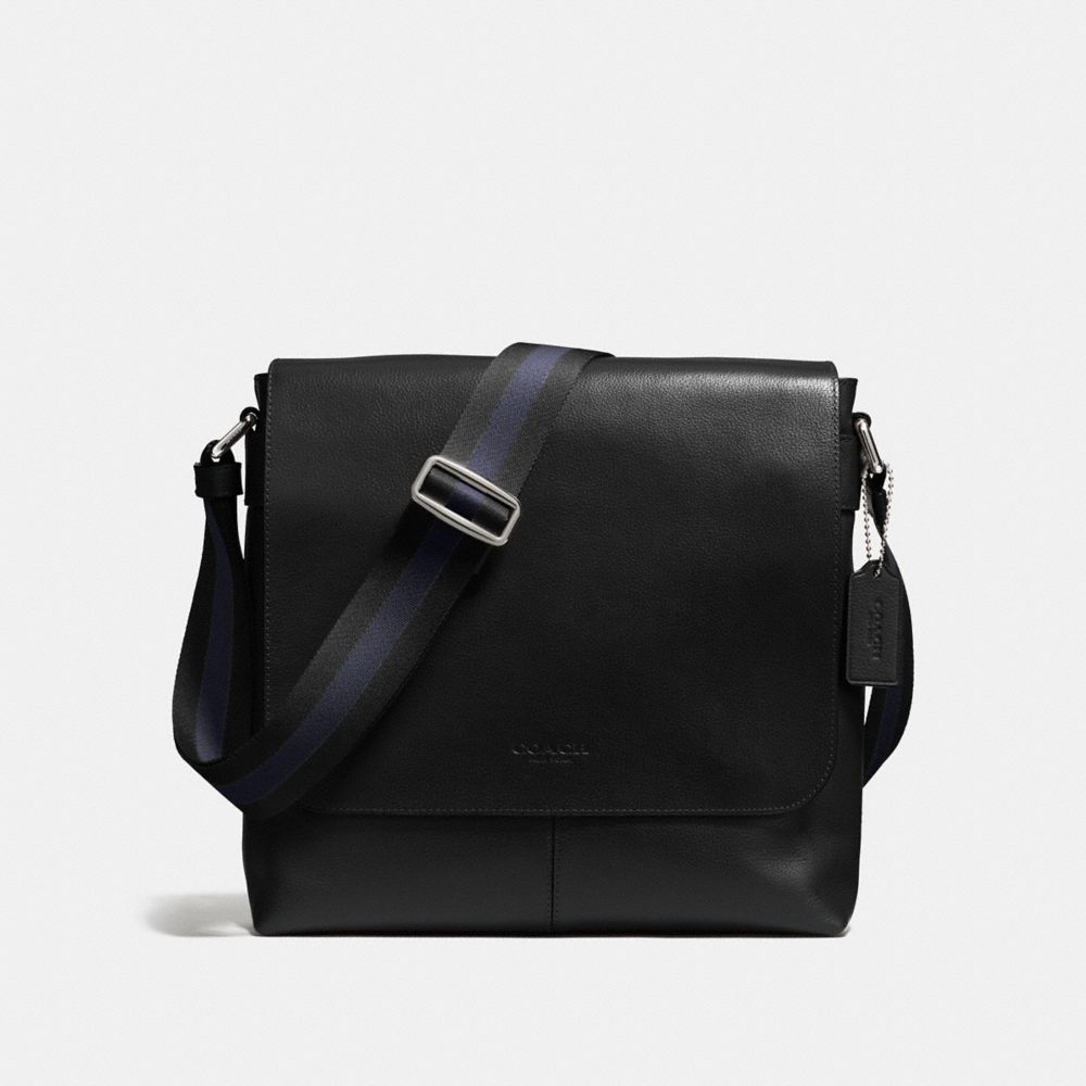 CHARLES SMALL MESSENGER IN SPORT CALF LEATHER - BLACK - COACH F72362