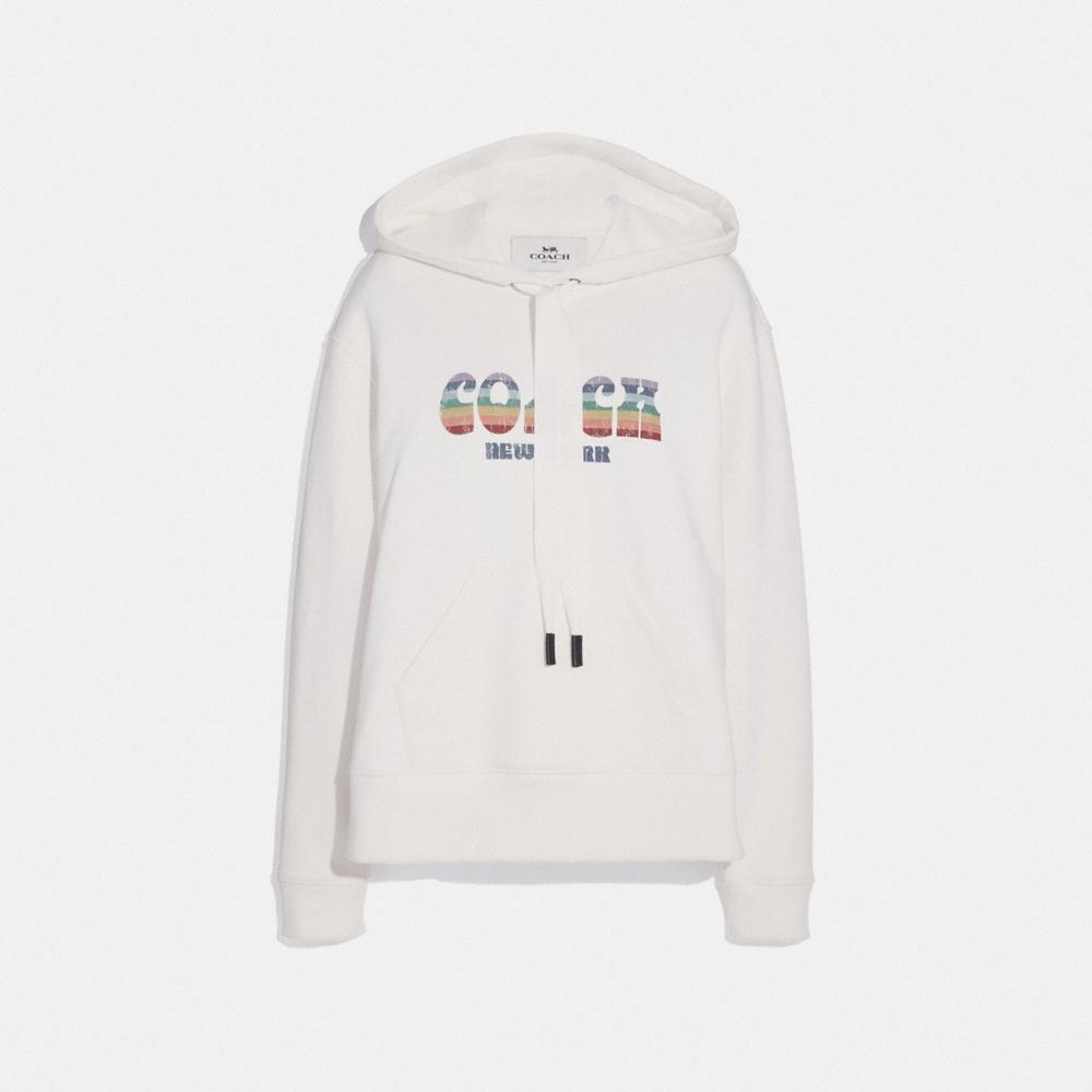 COACH RAINBOW OVERSIZED HOODIE - WHITE - COACH F72433