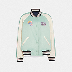 COACH F72438 Coach State Tour Reversible Souvenir Jacket SEAFOAM INDIGO