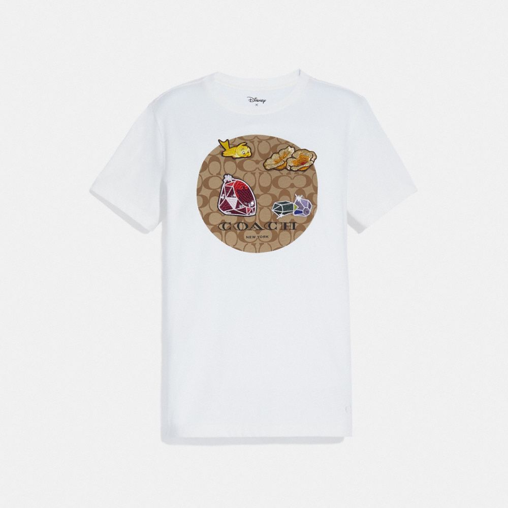 DISNEY X COACH SIGNATURE PRINT T-SHIRT WITH SNOW WHITE AND THE SEVEN DWARFS MOTIF - F72440 - WHITE