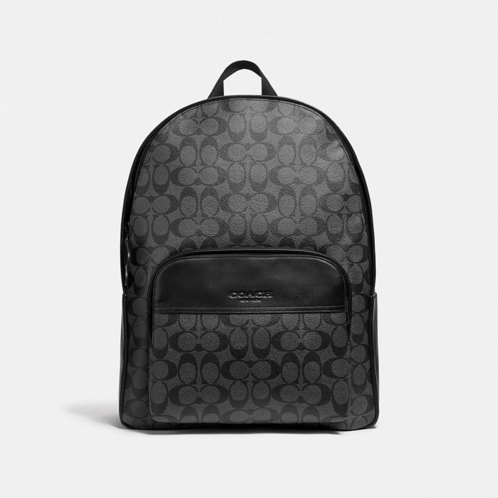 COACH HOUSTON BACKPACK IN SIGNATURE CANVAS - CHARCOAL/BLACK/BLACK ANTIQUE NICKEL - F72483