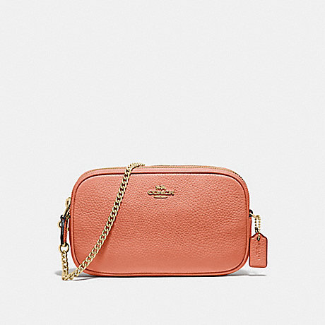 COACH CROSSBODY POUCH - LIGHT CORAL/GOLD - F72490