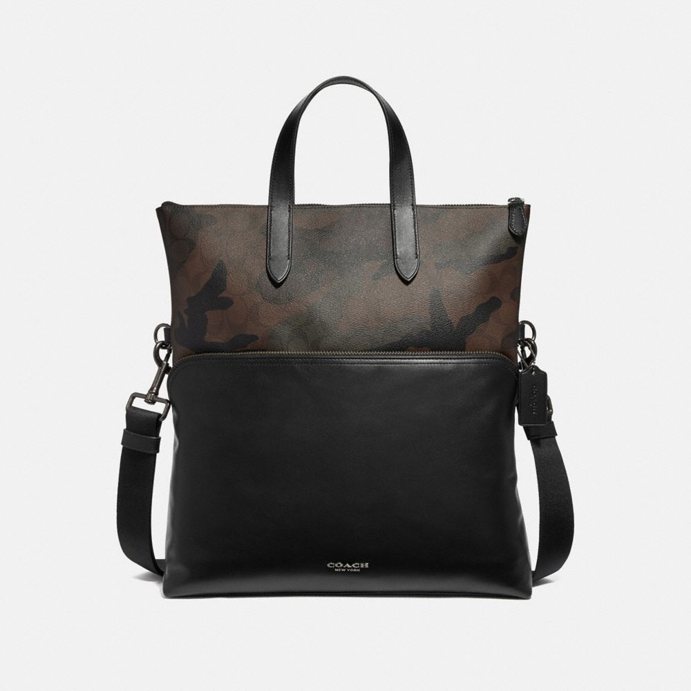 GRAHAM FOLDOVER TOTE IN SIGNATURE CANVAS WITH CAMO PRINT - GREEN MULTI/BLACK ANTIQUE NICKEL - COACH F72527