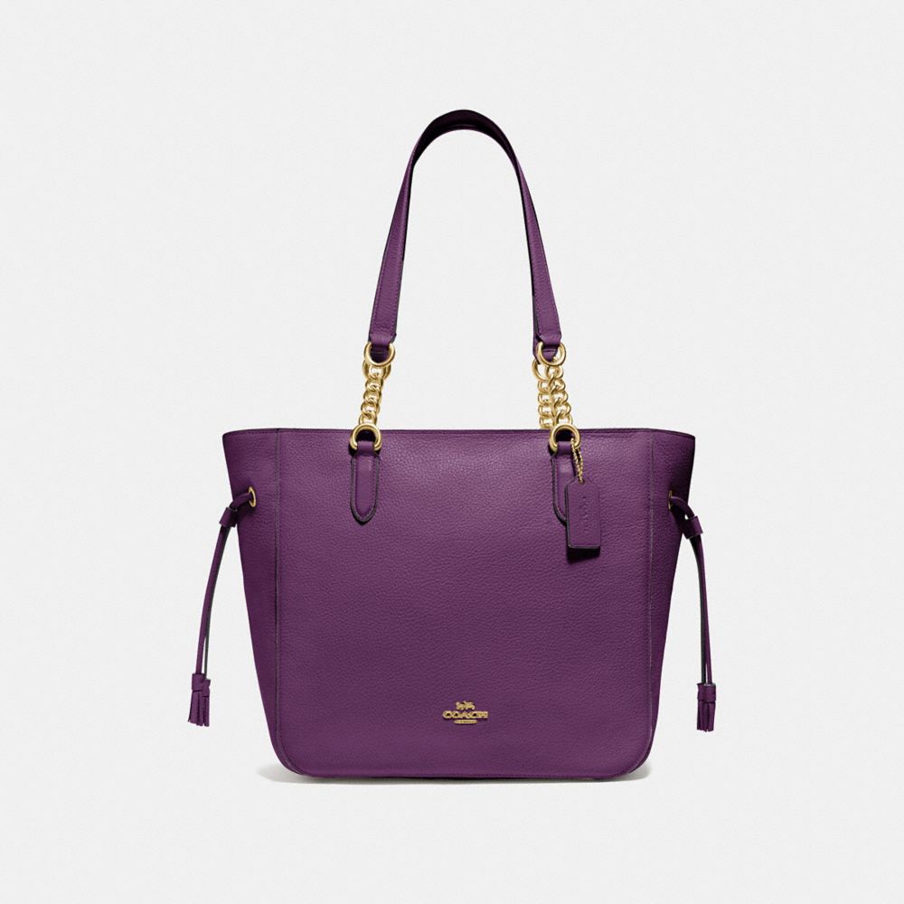 ELLE CHAIN TOTE - F72650 - GOLD/BLACKBERRY