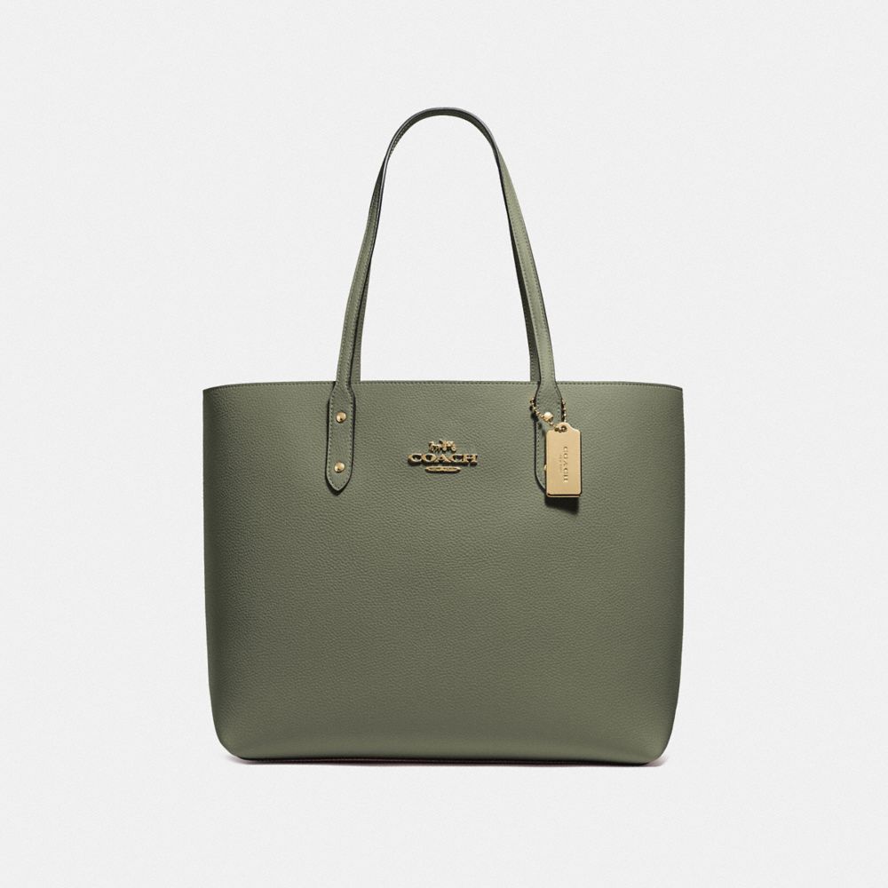 COACH F72673 TOWN TOTE MILITARY GREEN/GOLD