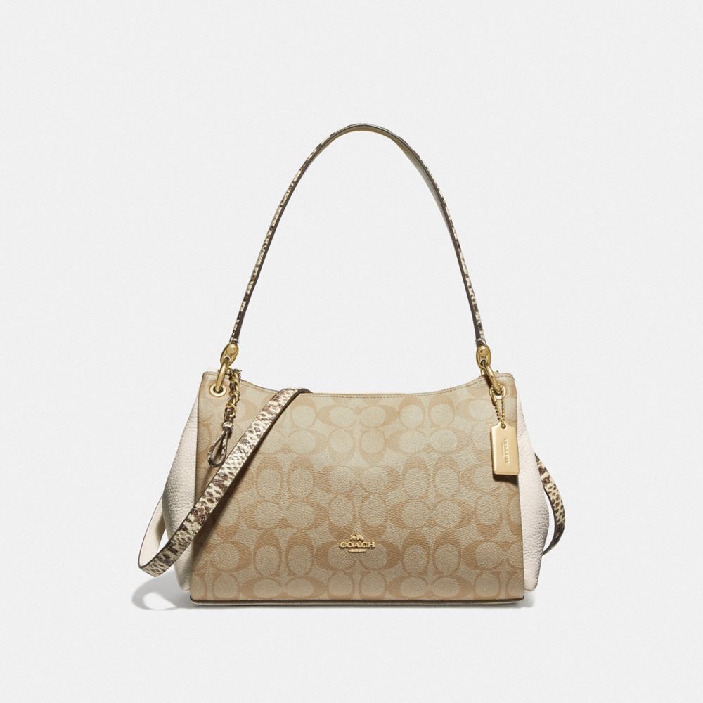 COACH F72695 SMALL MIA SHOULDER BAG IN SIGNATURE CANVAS LIGHT KHAKI/CHALK/GOLD