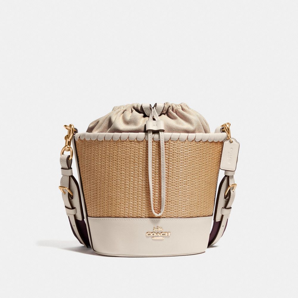 STRAW BUCKET BAG - F72707 - NATURAL CHALK/GOLD