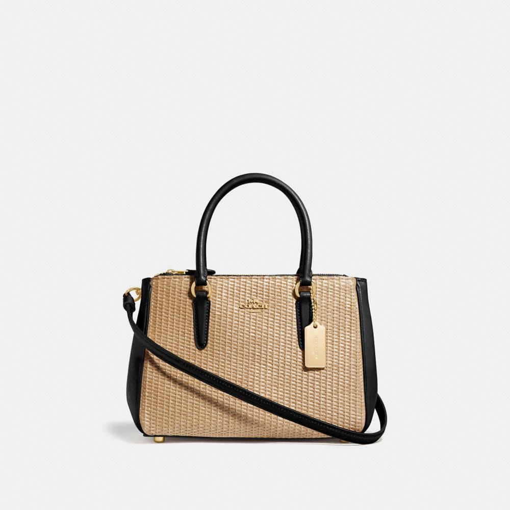 COACH MINI SURREY CARRYALL - NATURAL BLACK/GOLD - F72708