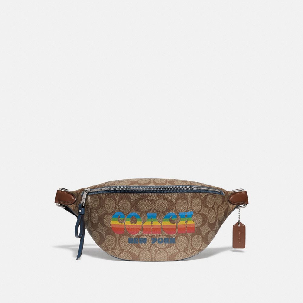 BELT BAG IN SIGNATURE CANVAS WITH RAINBOW COACH ANIMATION - KHAKI/MULTI/SILVER - COACH F72710