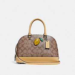 COACH MINI SIERRA SATCHEL IN SIGNATURE CANVAS WITH LEMON - KHAKI/SUNFLOWER - F72753