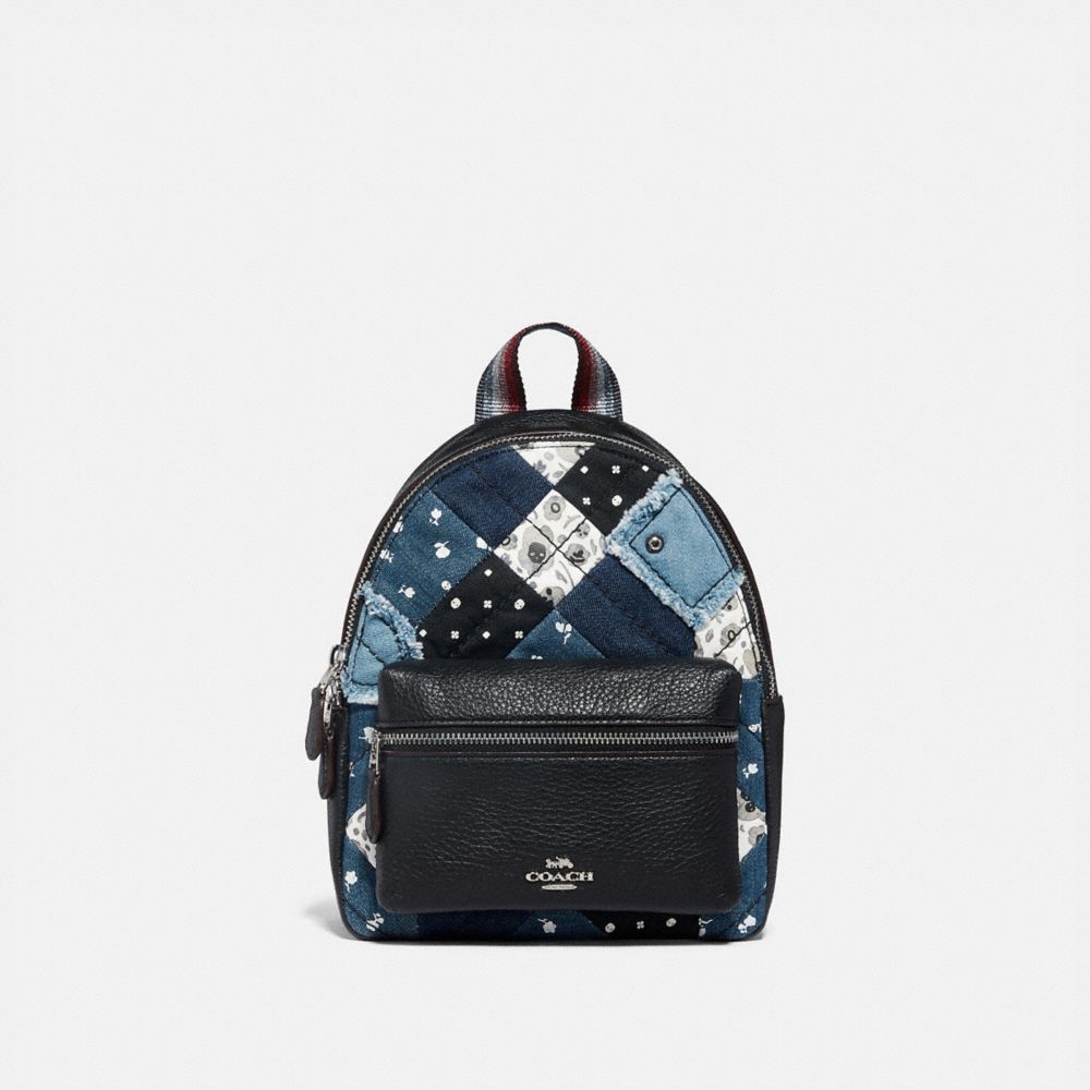 COACH F72771 Mini Charlie Backpack With Americana Patchwork SILVER/DENIM/MULTI