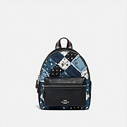 COACH MINI CHARLIE BACKPACK WITH AMERICANA PATCHWORK - SILVER/DENIM/MULTI - F72771